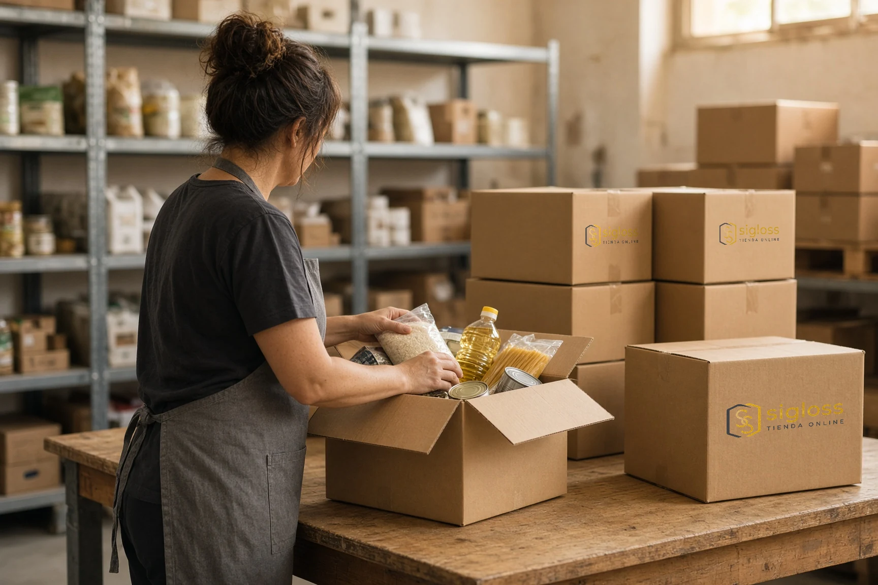 Persona organizando su pedido desde casa